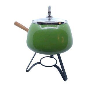 Vtg. MCM Fondue Pot Avocado Green Japan With Chantal Marked Lid READ Description